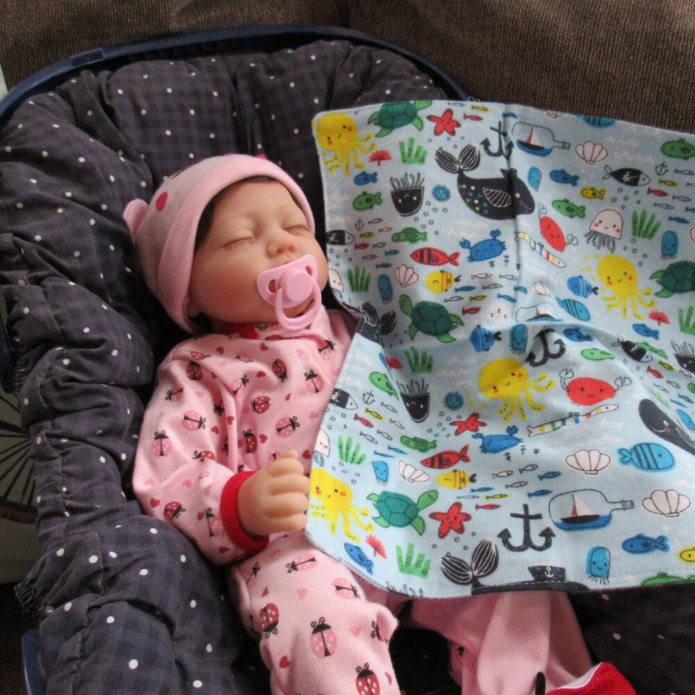 Baby burp cloth flannel burp rag changing pad pet mat nap blanket fish ocean